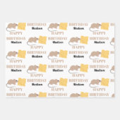 Feuille De Papier Cadeau Belle Souris Rodent Manger Fromage Anniversaire (Devant 3)