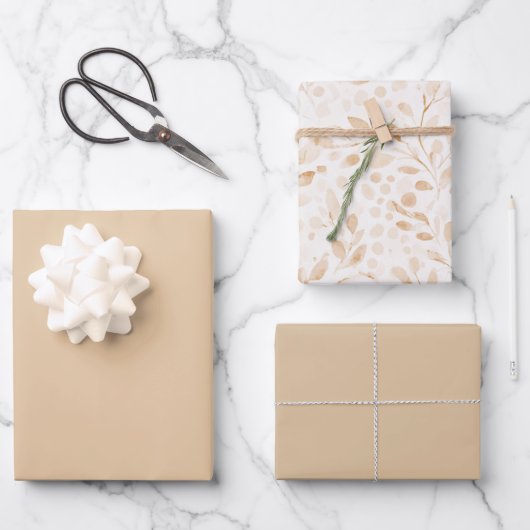 Feuille De Papier Cadeau Belle Teinte de Chaud Or (Recto)