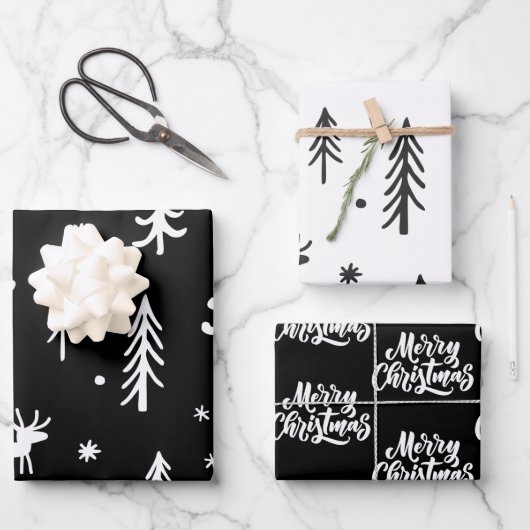 Feuille De Papier Cadeau Belles illustrations de Noël Motif simple (Recto)