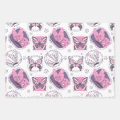 Feuille De Papier Cadeau Belles papillons en rose et pourpre (Devant)