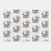 Feuille De Papier Cadeau Belles papillons et fleurs (Devant 3)