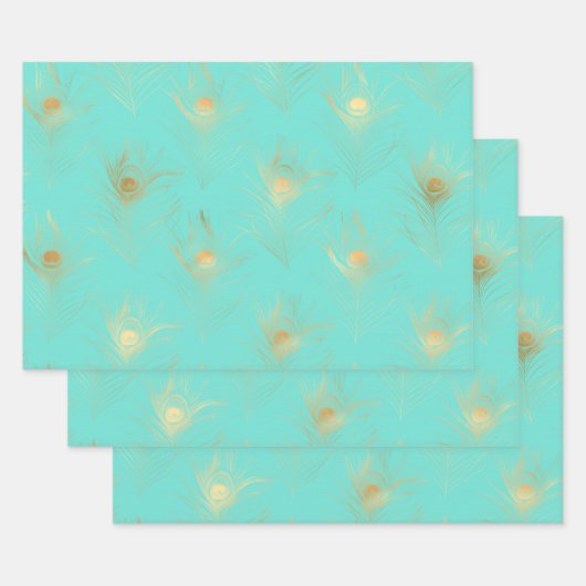 Feuille De Papier Cadeau Belles plumes (Lot)