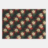 Feuille De Papier Cadeau Belles Poinsettias rouges et blanches (Devant 2)