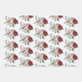 Feuille De Papier Cadeau Belles roses blanches et rouges à motifs (Devant 3)