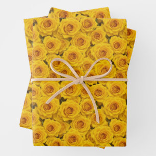 Feuille De Papier Cadeau Belles Roses Jaunes