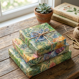 Feuille De Papier Cadeau Belles variétés de plantes grasses
