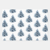 Feuille De Papier Cadeau Bells bleu Noël blanc (Devant)