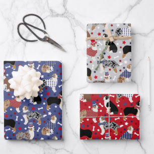 Feuille De Papier Cadeau Berger australien patriotique / Chien australien