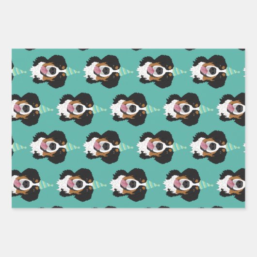 Feuille De Papier Cadeau Bernese Mountain Dog Anniversaire (Devant 2)