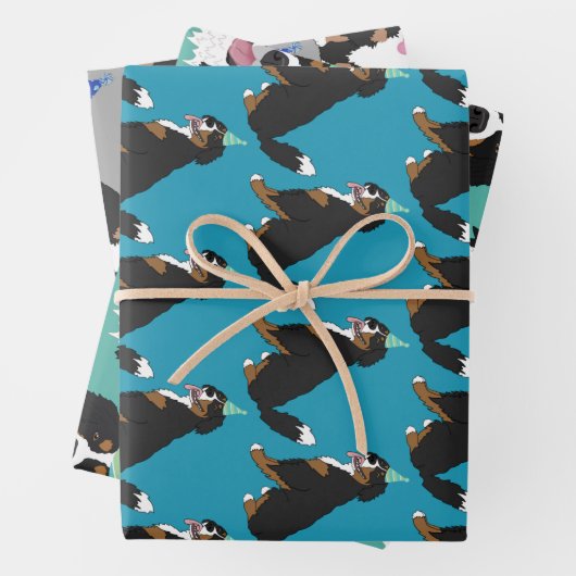 Feuille De Papier Cadeau Bernese Mountain Dog Anniversaire (En situation)
