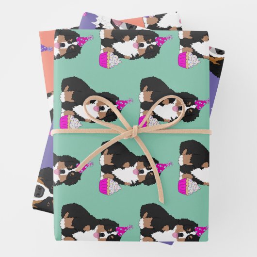 Feuille De Papier Cadeau Bernese Mountain Dog Anniversaire (En situation)