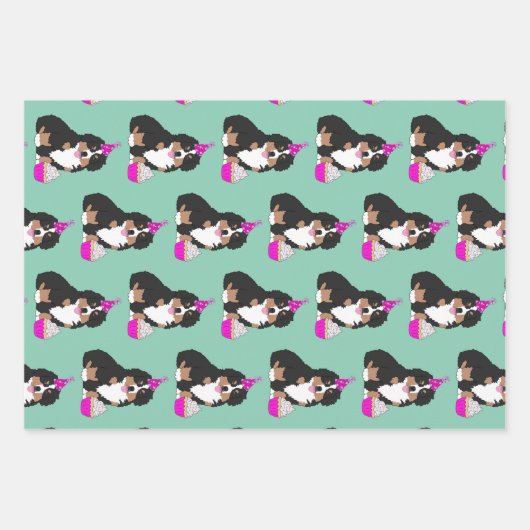 Feuille De Papier Cadeau Bernese Mountain Dog Anniversaire (Devant)