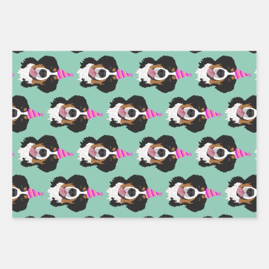 Feuille De Papier Cadeau Bernese Mountain Dog Anniversaire  (Devant)