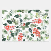 Feuille De Papier Cadeau Berries d'hiver et Noël verdoyant  (Devant 2)
