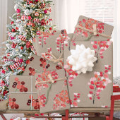 Feuille De Papier Cadeau Berries rousses Kraft