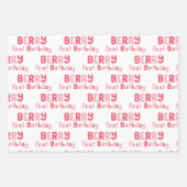Feuille De Papier Cadeau Berry Premier anniversaire fraise (Devant 2)