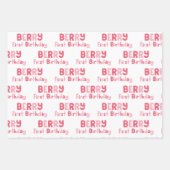Feuille De Papier Cadeau Berry Premier Joyeux Anniversaire Nom fraise (Devant 2)