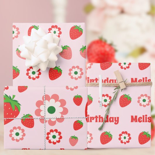 Feuille De Papier Cadeau Berry rose pâle d'abord