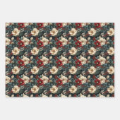 Feuille De Papier Cadeau Berry rouge élégant & Fleurs Noël botanique (Devant 2)