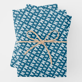 Feuille De Papier Cadeau Best Man Blue