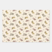 Feuille De Papier Cadeau Bi-plans Art déco rugissant - motif jaune rouge. (Devant)