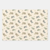 Feuille De Papier Cadeau Bi-plans Art déco rugissant - motif vert bleu. (Devant)