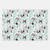 Feuille De Papier Cadeau Bichon Frise Noël gris bleu rose (Devant 2)