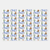 Feuille De Papier Cadeau Bicyclettes Noël Vacances Rose bleu cadeau (Devant 3)