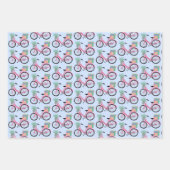 Feuille De Papier Cadeau Bicyclettes Noël Vacances Rose bleu cadeau (Devant 3)