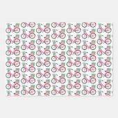 Feuille De Papier Cadeau Bicyclettes Noël Vacances Rose bleu cadeau (Devant 2)