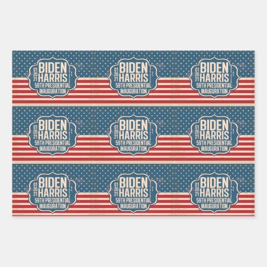 Feuille De Papier Cadeau Biden Harris 59e Inauguration Commémorative (Devant)