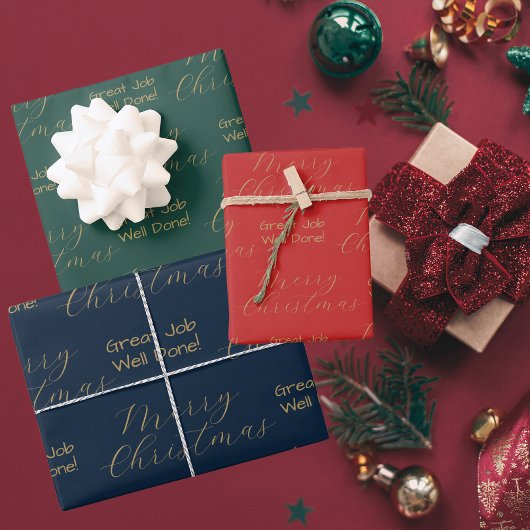 Feuille De Papier Cadeau Bien joué | Joyeux Noël Employé Affaires