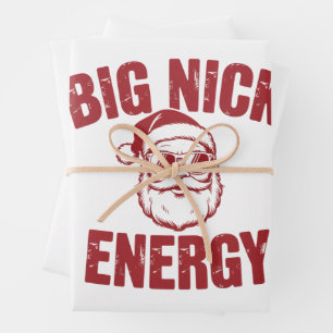 Feuille De Papier Cadeau Big Nick Énergie Drôle de Père Noël Blague de Noël