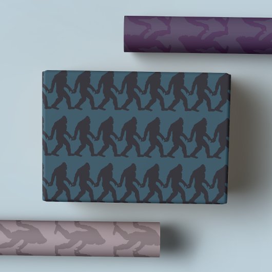 Feuille De Papier Cadeau Bigfoot Holding Mains Stripe