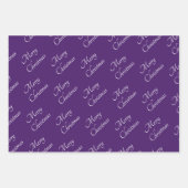 Feuille De Papier Cadeau Bijoux rose violet vert rose violet Joyeux Noël (Devant 2)