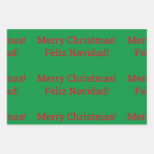 Feuille De Papier Cadeau Bilingue "Joyeux Noël" Feliz Navidad" (Devant)