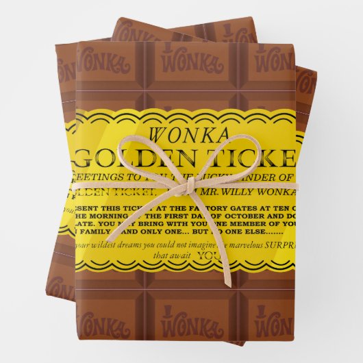 Feuille De Papier Cadeau Billet d'or Willy Wonka (En situation)