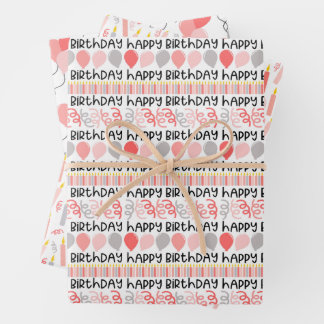 Feuille De Papier Cadeau Birthday Girl Coordinating Pattern Wrapping Paper