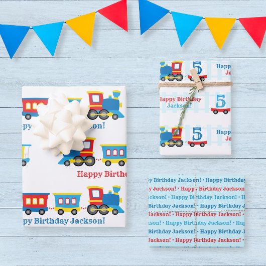 Feuille De Papier Cadeau Birthday Train