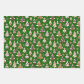 Feuille De Papier Cadeau Biscuits en pain d'épice Jeu de Noël vert (Devant)