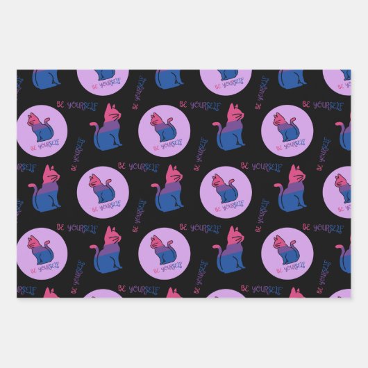 Feuille De Papier Cadeau Bisexual Pride Chat - Soyez vous-même (Devant 2)