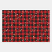 Feuille De Papier Cadeau Bisons rustiques Plaid hiver épinette cônes et bai (Devant)