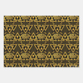 Feuille De Papier Cadeau Black Adam Lightning Bolt Motif triangulaire (Devant 3)