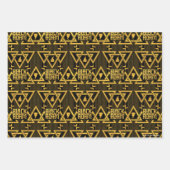 Feuille De Papier Cadeau Black Adam Lightning Bolt Motif triangulaire (Devant 2)