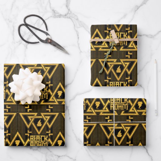 Feuille De Papier Cadeau Black Adam Lightning Bolt Motif triangulaire (Recto)