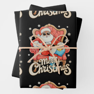 Feuille De Papier Cadeau Black African American Santa Christmas Xmas