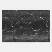 Feuille De Papier Cadeau Black and Silver Glitter Geometric Patterns (Devant)