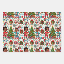 Black Boy Holiday Joy Enveloppement Cadeau
