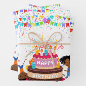 Feuille De Papier Cadeau Black Boy Joy Anniversaire (En situation)