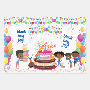 Feuille De Papier Cadeau Black Boy Joy Anniversaire